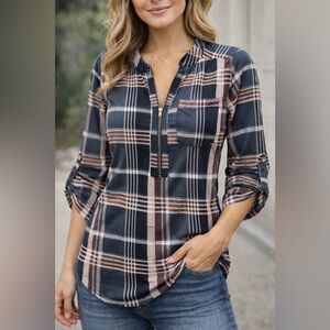 NWT Always Indigo Women’s Plaid Shirt